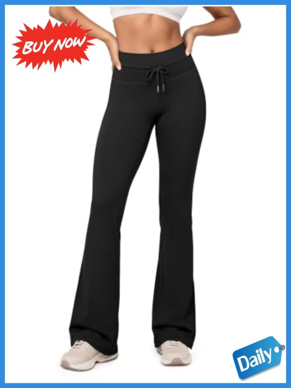 Flared Bootcut Yoga Pants High Waist Drawstring 32 Inseam